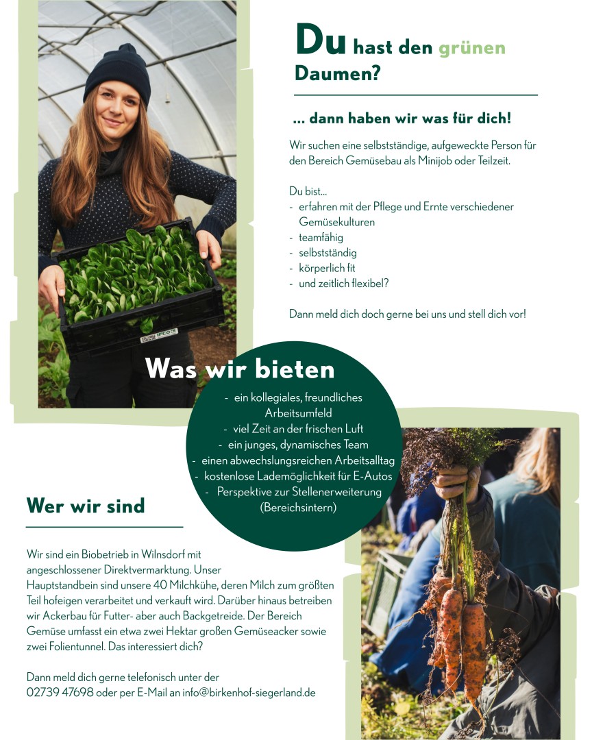 StellenAusschreibung Gemuese